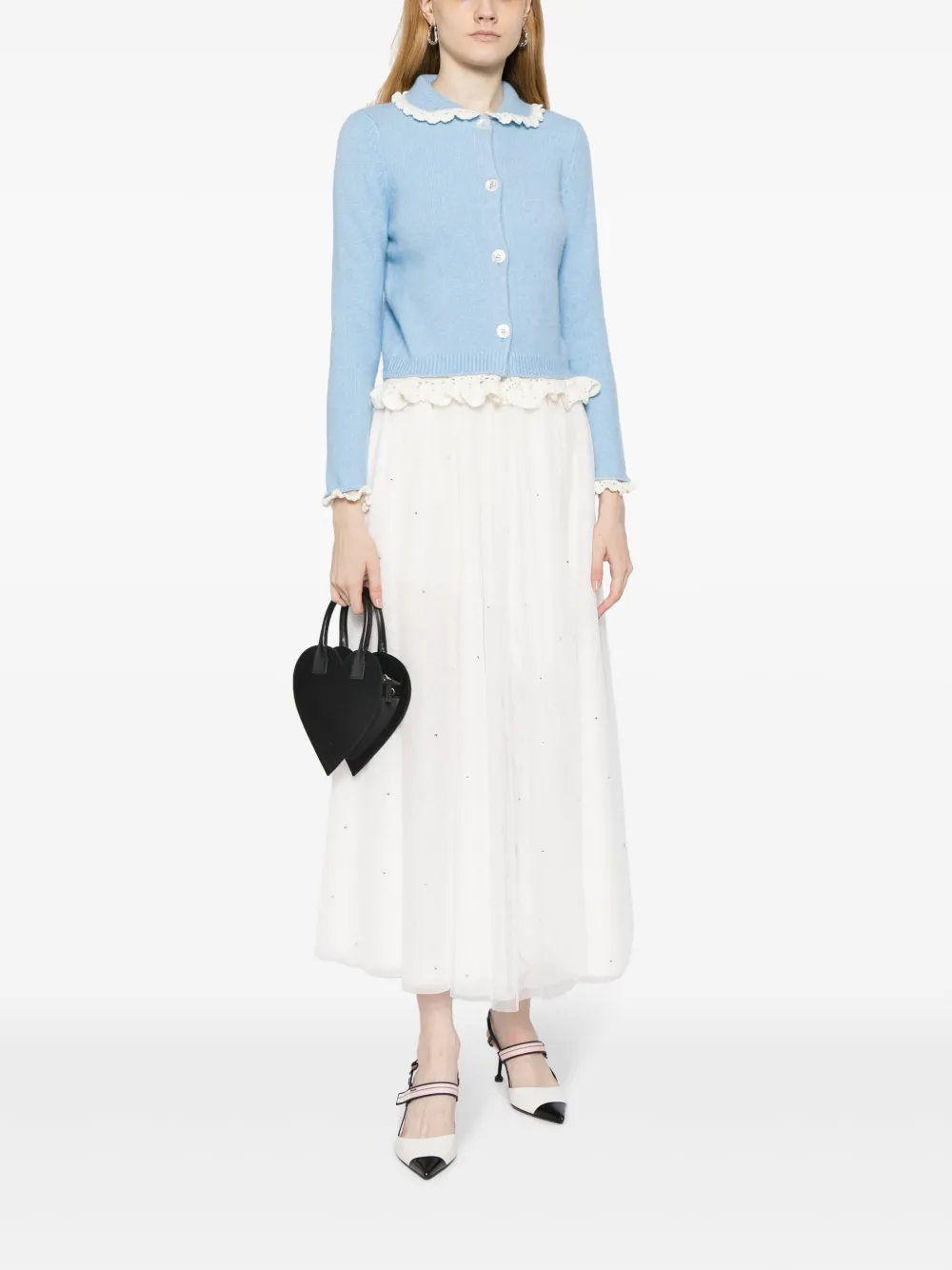 SHUSHU/TONG scalloped button-up cardigan - Blauw