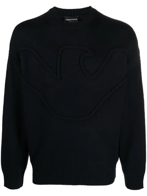 Emporio Armani braided embossed-logo jumper Men