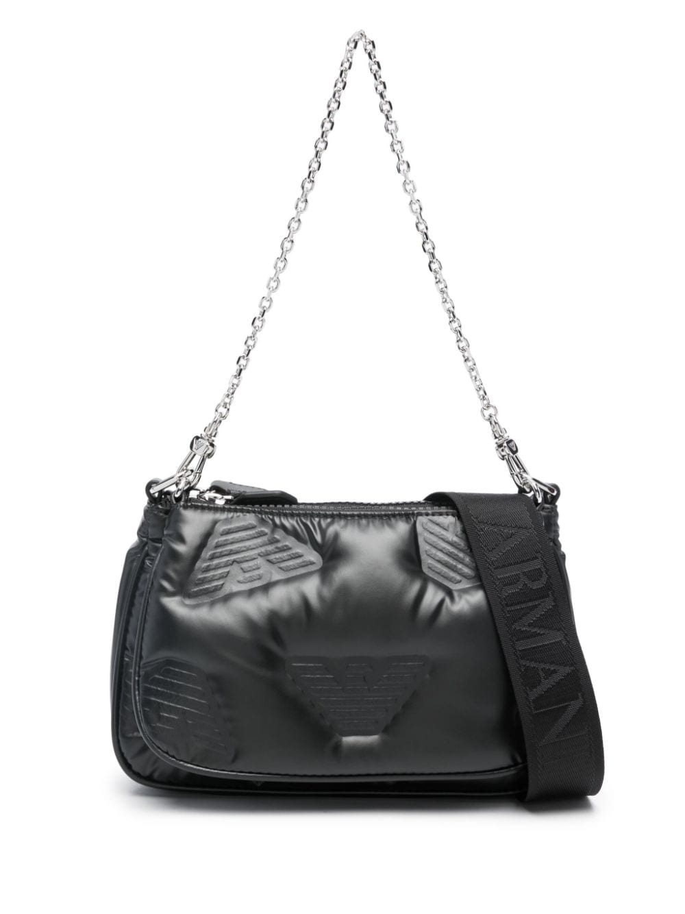 Emporio Armani monogram faux-leather tote bag Zwart