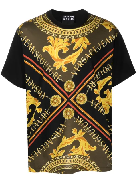 Versace Jeans Couture V-Emblem Chain-print cotton T-shirt
