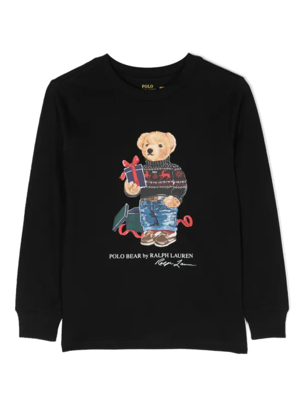 Ralph Lauren Kids Polo Bear printed Cotton Sweatshirt Farfetch