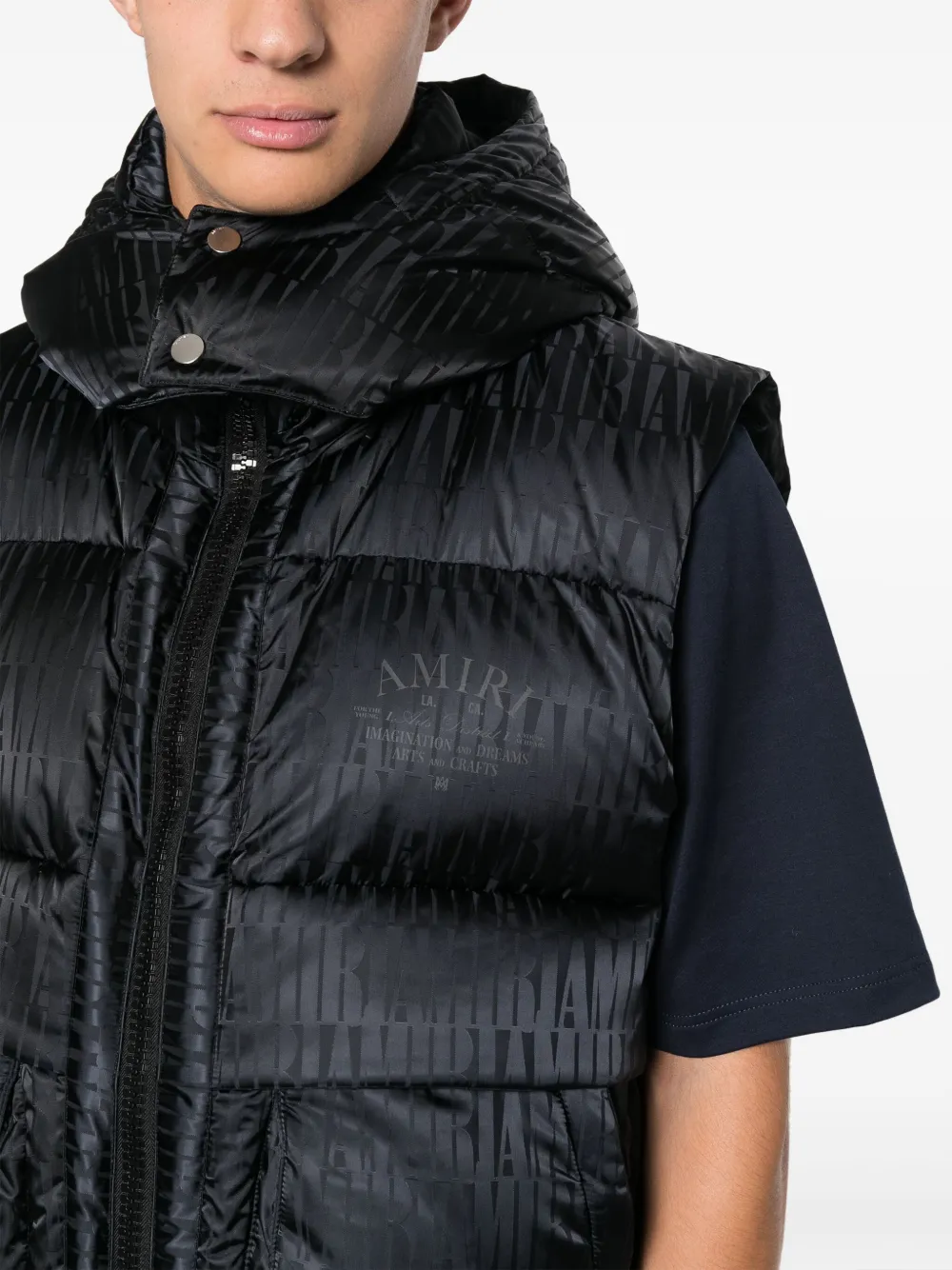 Amiri Logo-print Padded Gilet In Black