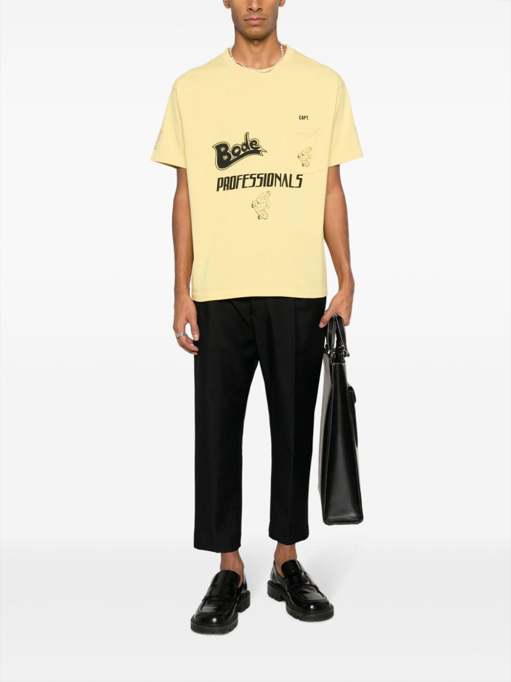 Shop Bode Graphic-print Cotton T-shirt In Yellow