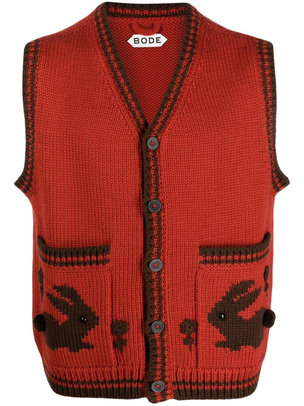 Bode Red Merino Wool Vest Bode