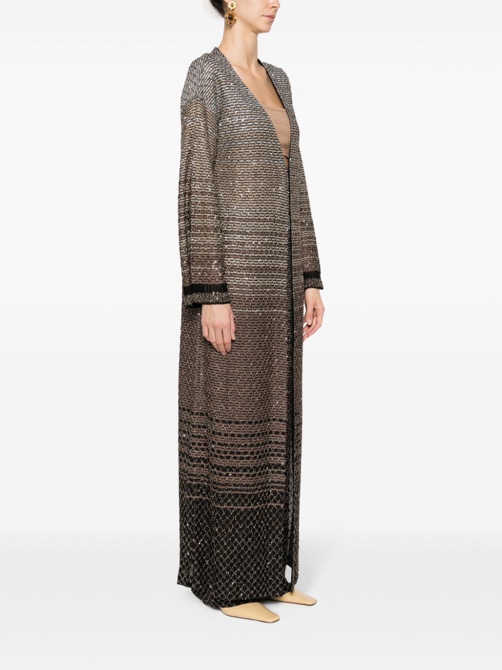 Shop Missoni Sequin-embellished Striped Cardi-coat In Schwarz