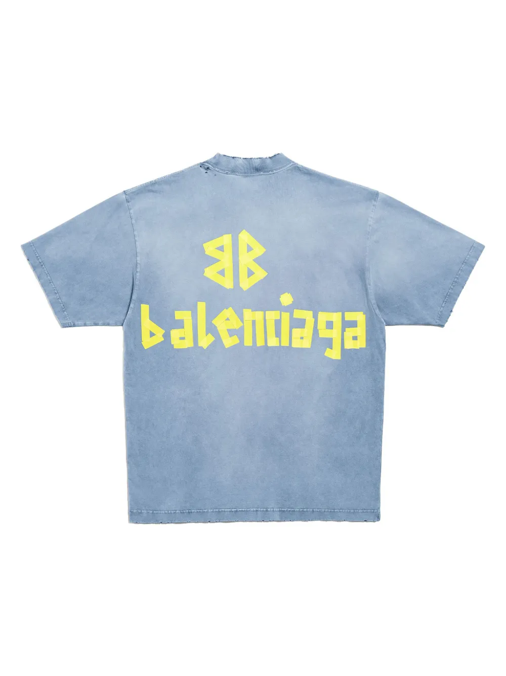 Shop Balenciaga Tape Type Cotton T-shirt In Blue