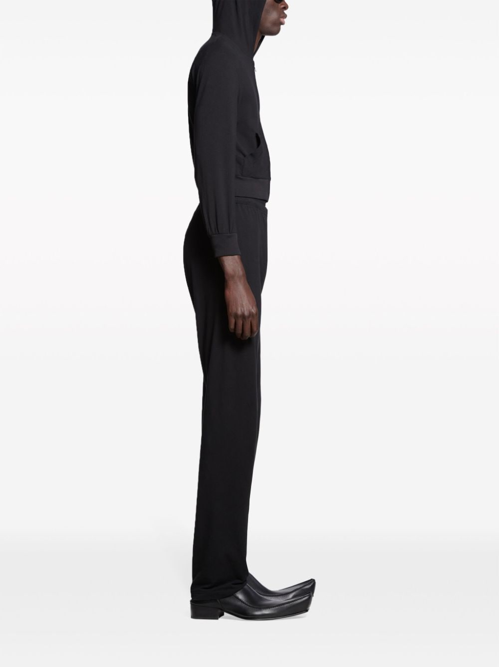 Shop Balenciaga Stretch-cotton Straight Track Pants In Black