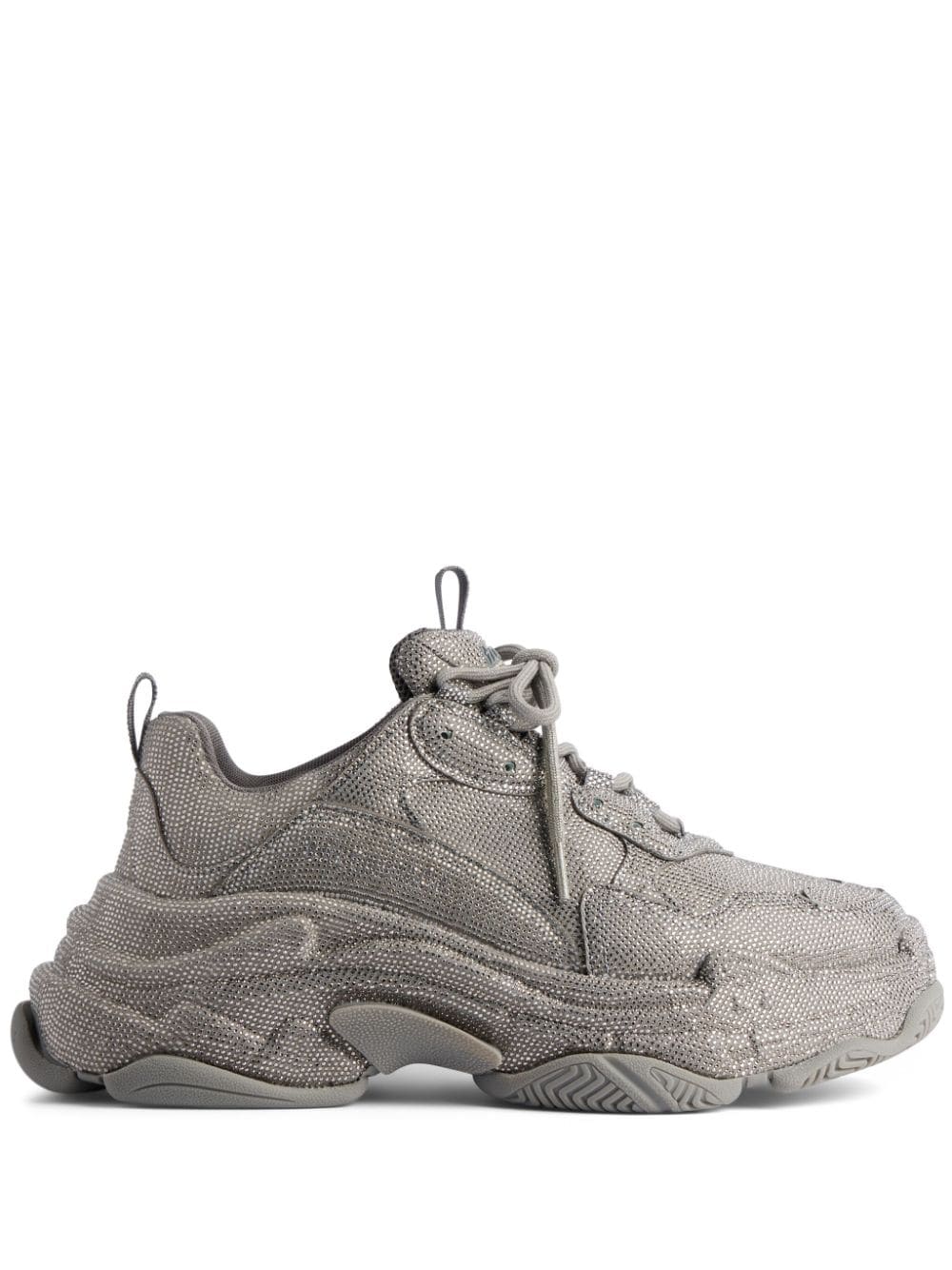 Balenciaga Triple S Rhinestone-embellished Sneakers In Grey