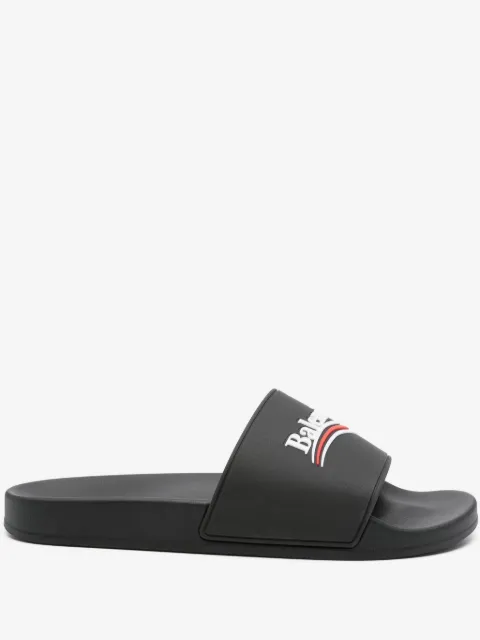 Balenciaga logo-embossed pool slides
