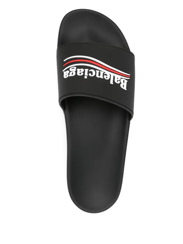 Balenciaga logo-embossed Pool Slides | Black | FARFETCH CA