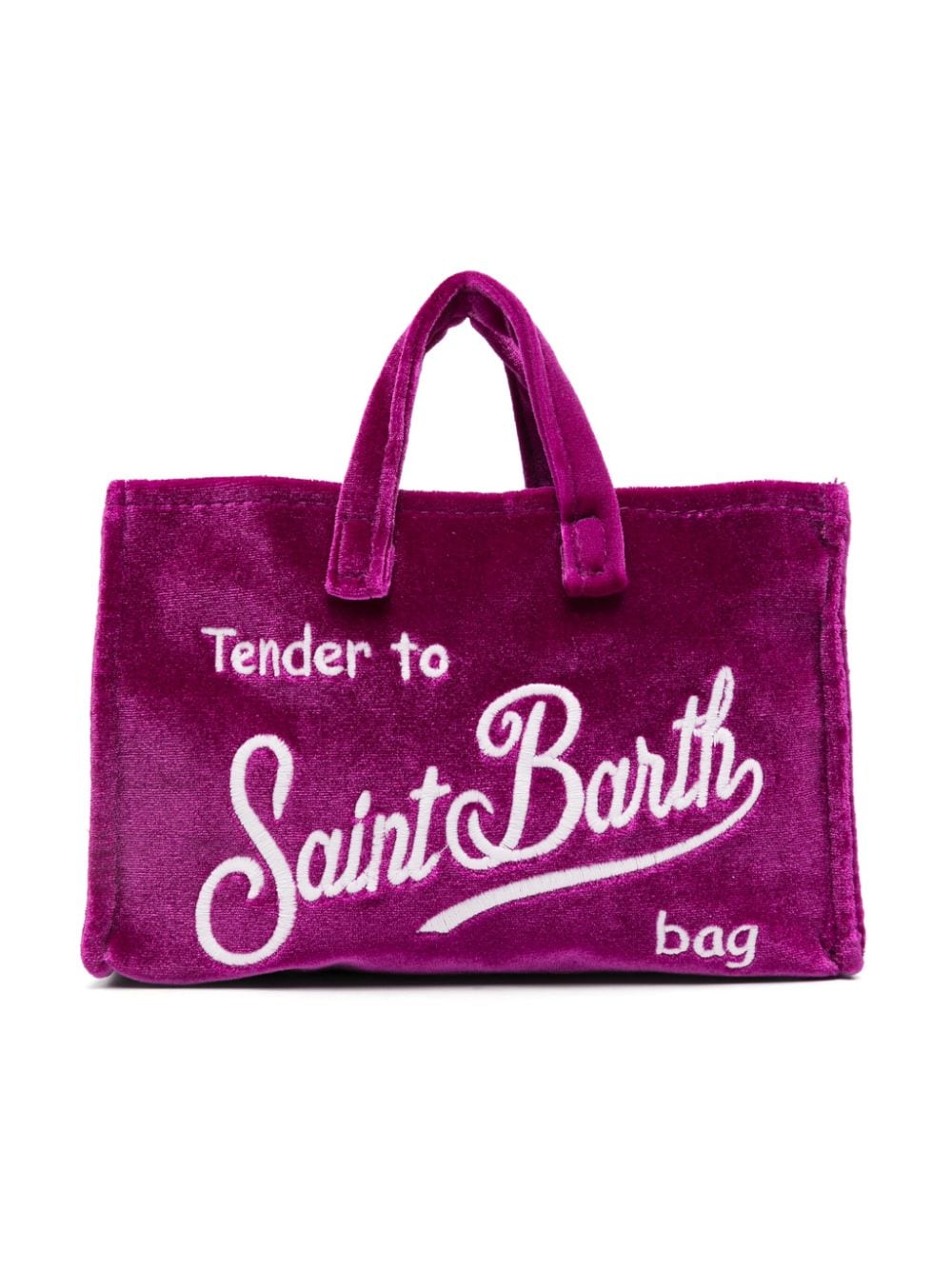 MC2 Saint Barth Kids Logo-Embroidered Velour Tote Bag