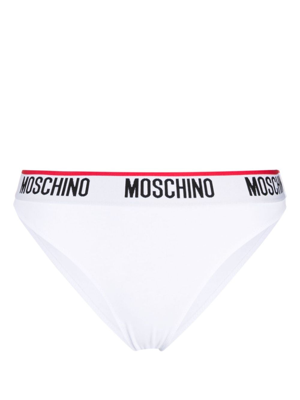 Shop Moschino Logo-waistband Brazilian Briefs (pack Of Two) In White