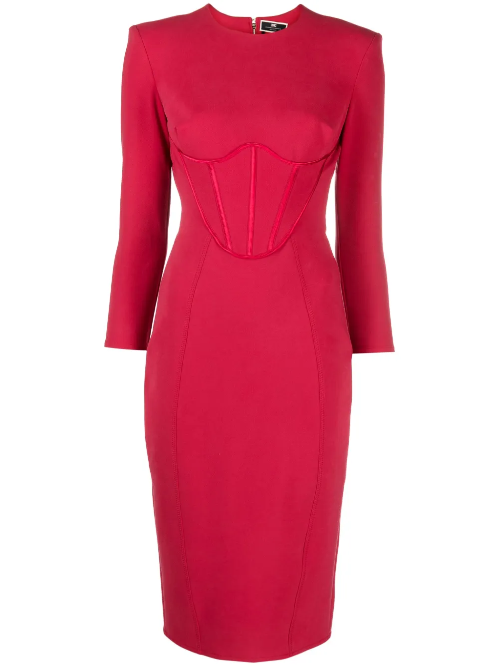 Elisabetta Franchi Bustier Midi Dress In Red
