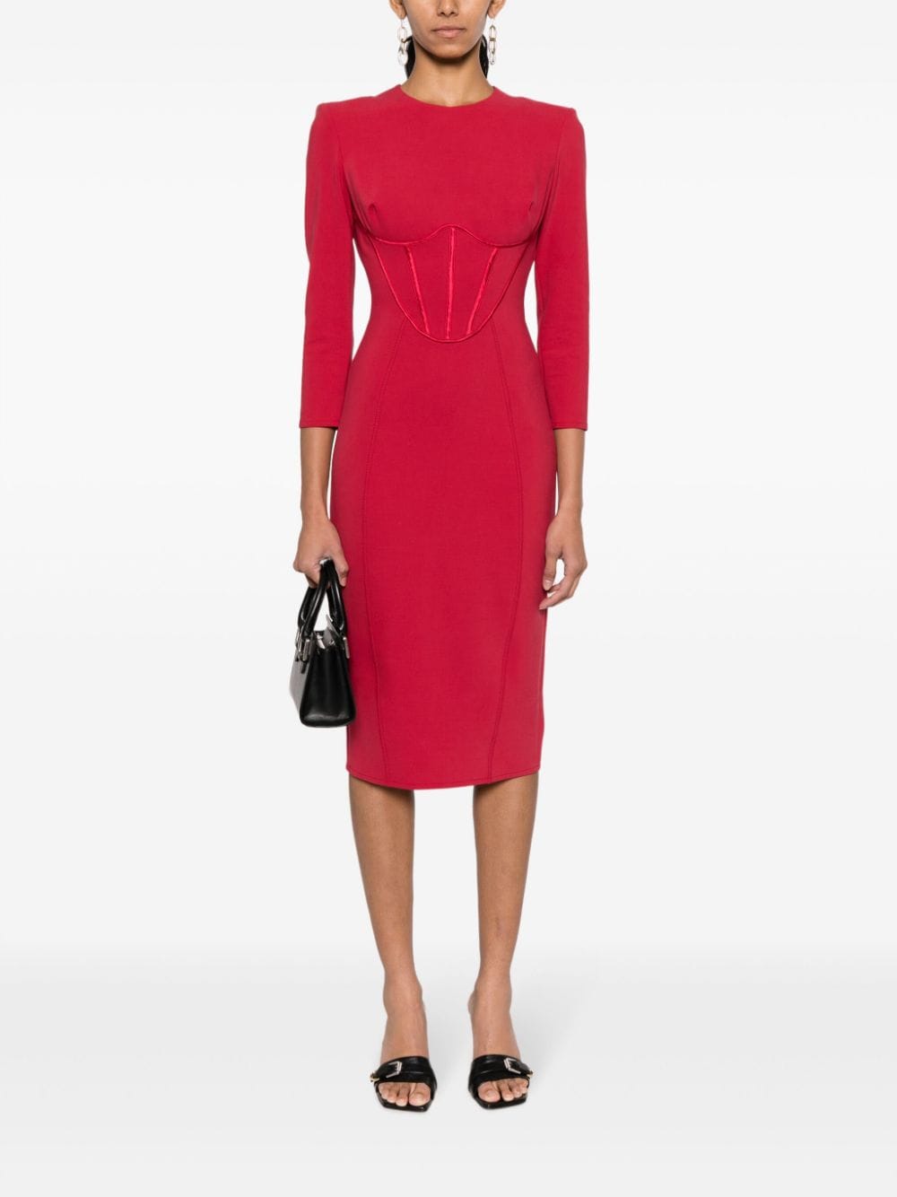 Elisabetta Franchi Midi-jurk met bustiere - Rood