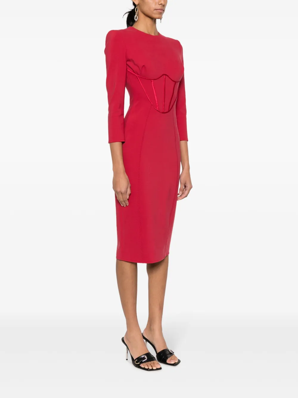 Elisabetta Franchi Midi-jurk met bustiere Rood