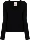 Semicouture brushed U-neck knitted top - Black