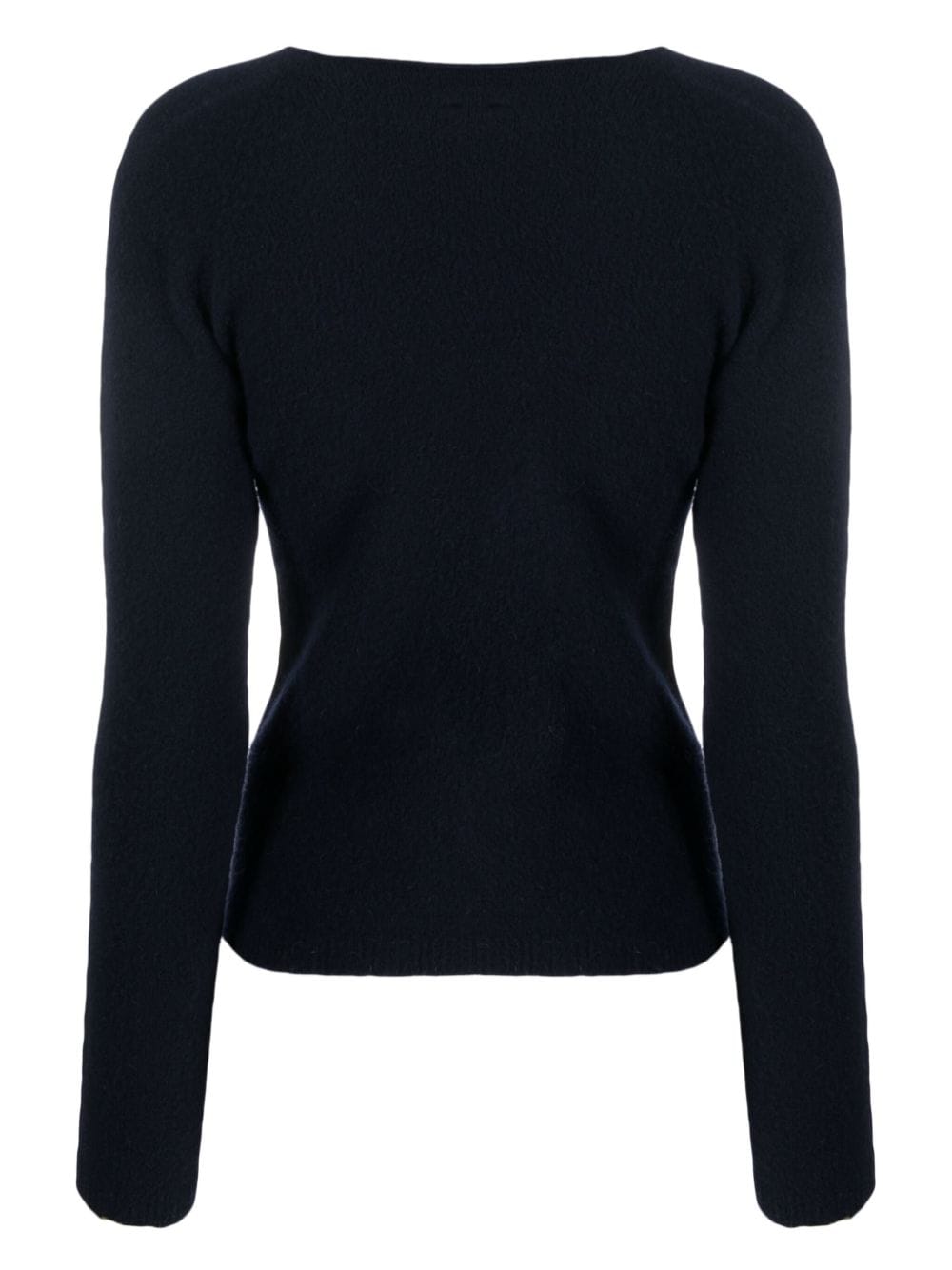 Semicouture brushed U-neck knitted top - Blauw