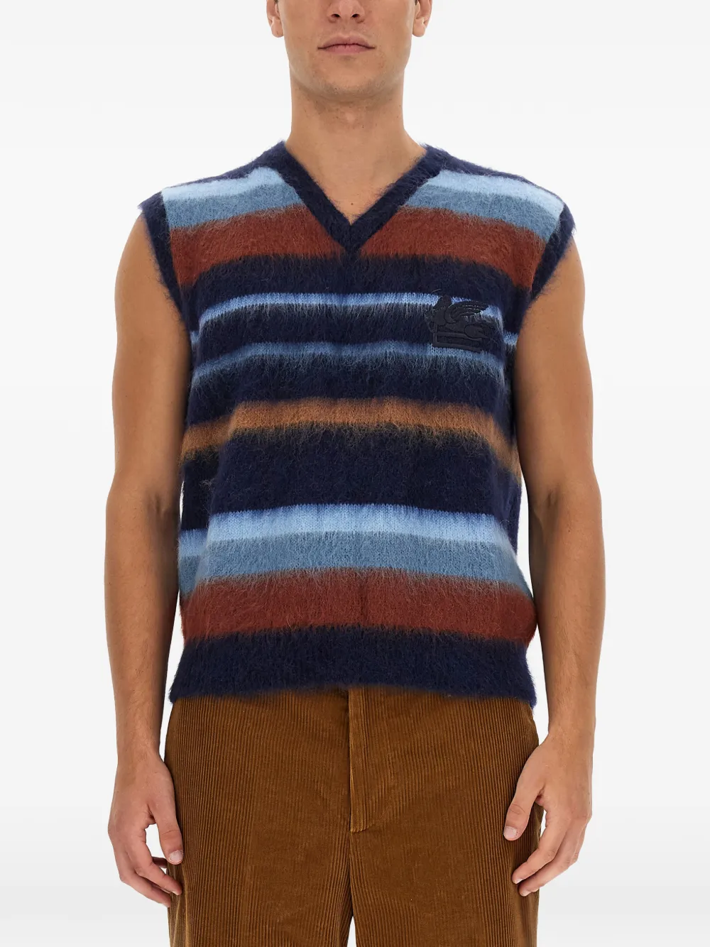 ETRO striped V-neck vest - Blu