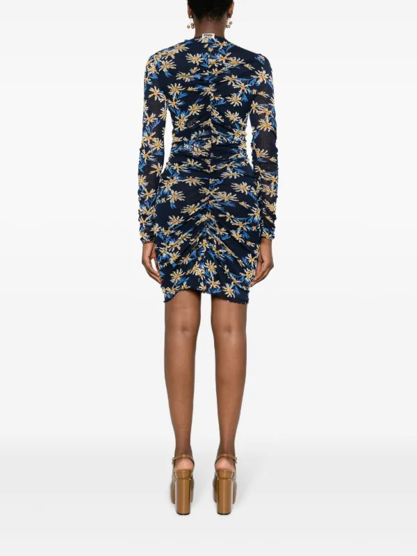 DIANE VON FURSTENBERG フレアスリーブ ミニ ドレス Anais DIANE VON FURSTENBERG Annalise printed stretch-mesh and