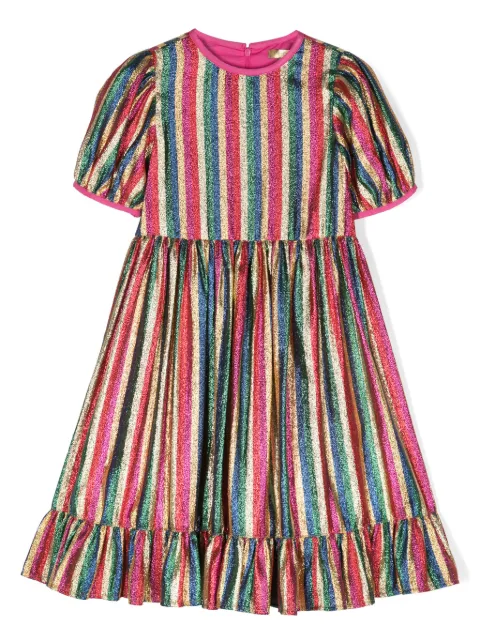 Stella McCartney Kids فستان بلمعان ميتاليك ومخطط