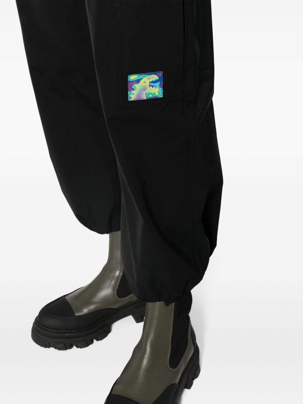 Shop Sport B. By Agnès B. Logo-patch Cropped Cargo Trousers In Black