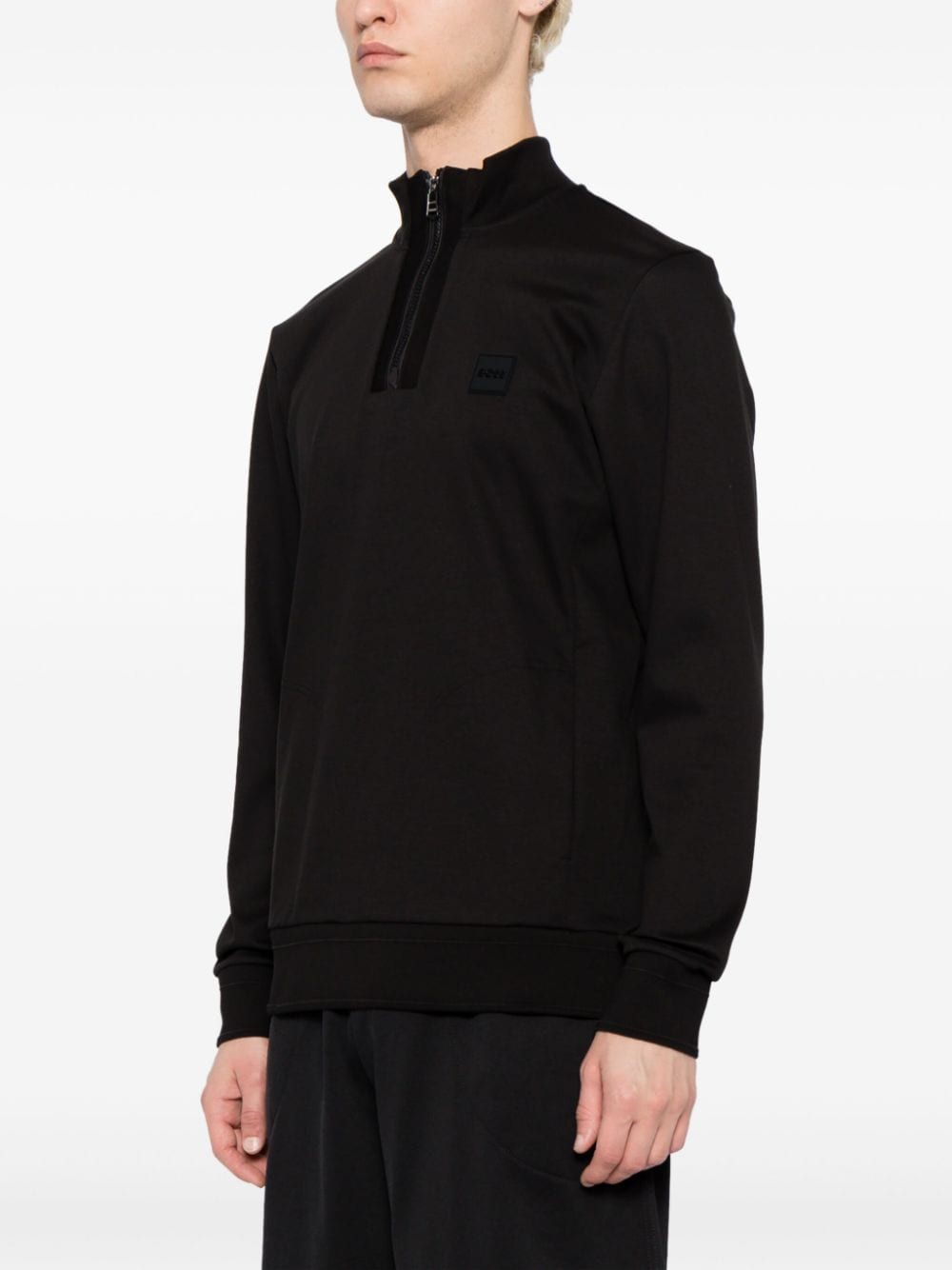 Shop Hugo Boss Logo-patch High-neck Sweatshirt In Black