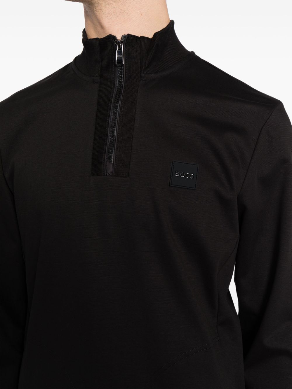 Shop Hugo Boss Logo-patch High-neck Sweatshirt In Black