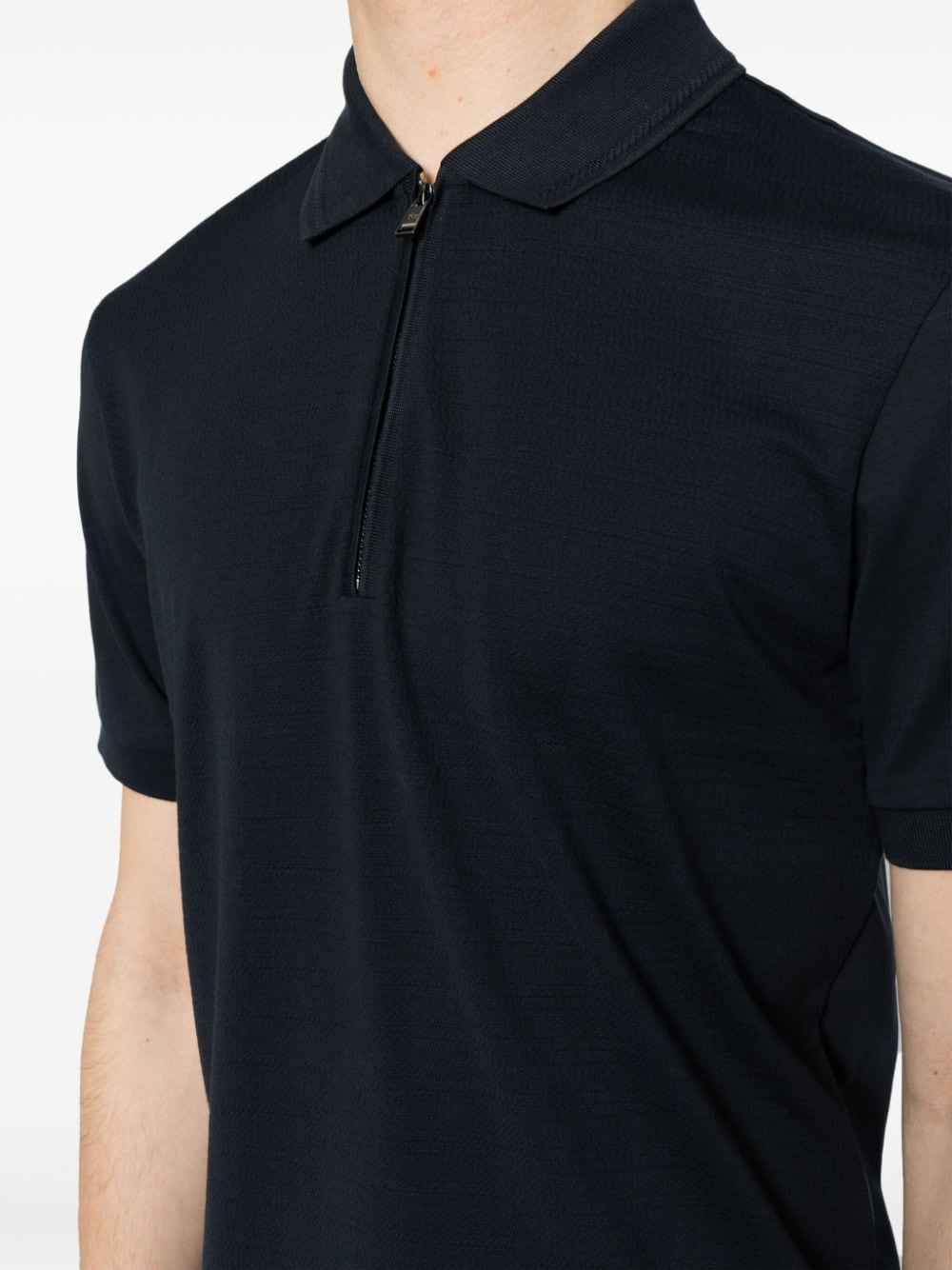 Shop Hugo Boss Half-zip Cotton Polo Shirt In Blue