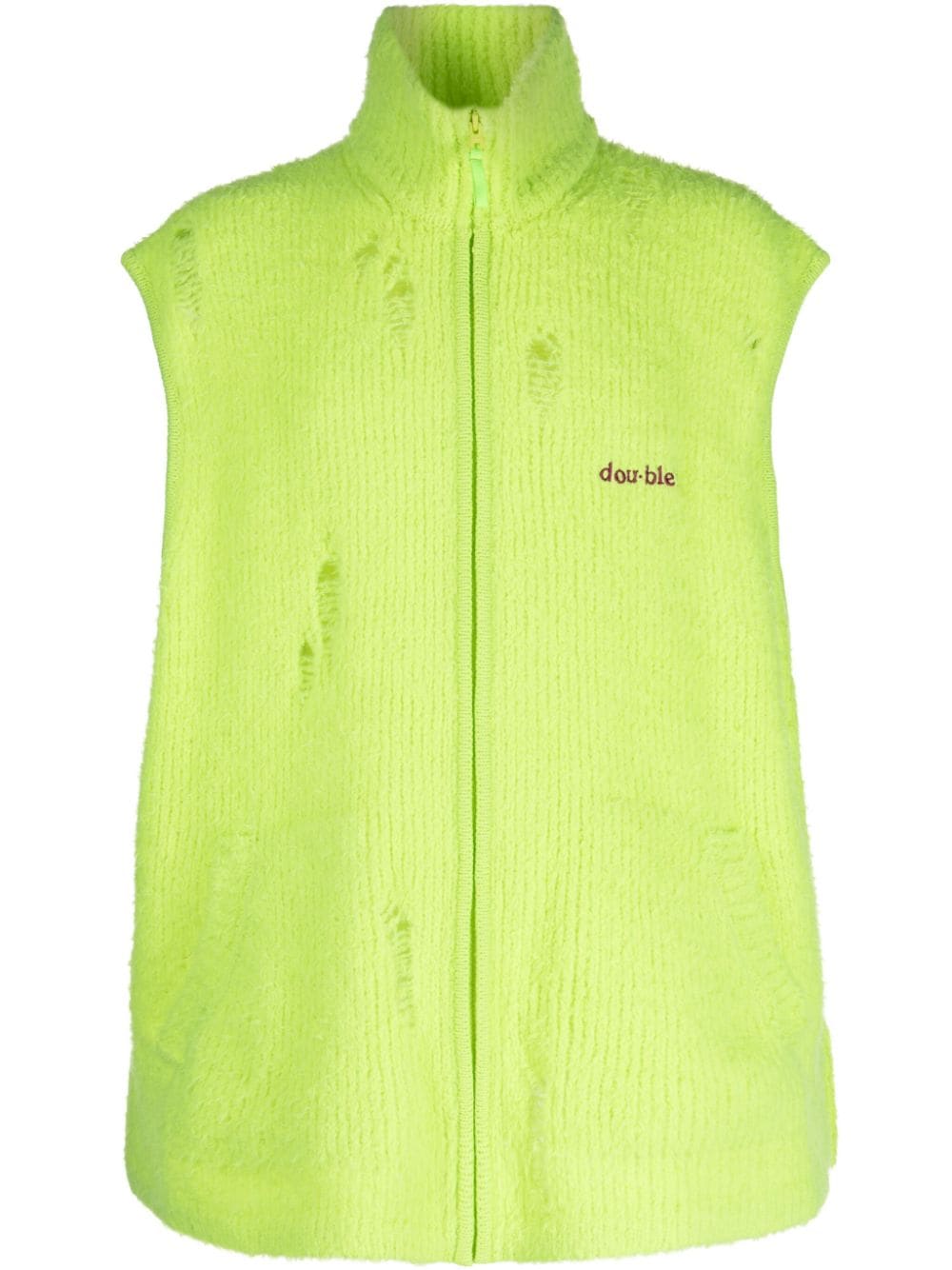 Doublet Logo-embroidered Ribbed Gilet In Green