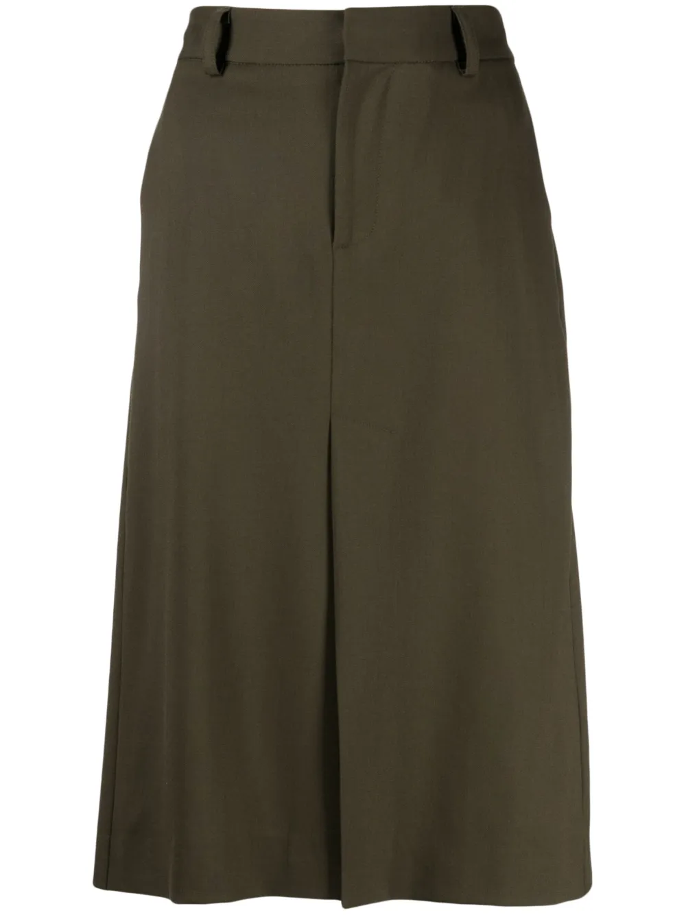 P.a.r.o.s.h Front-slit High-waist Midi Skirt In Green