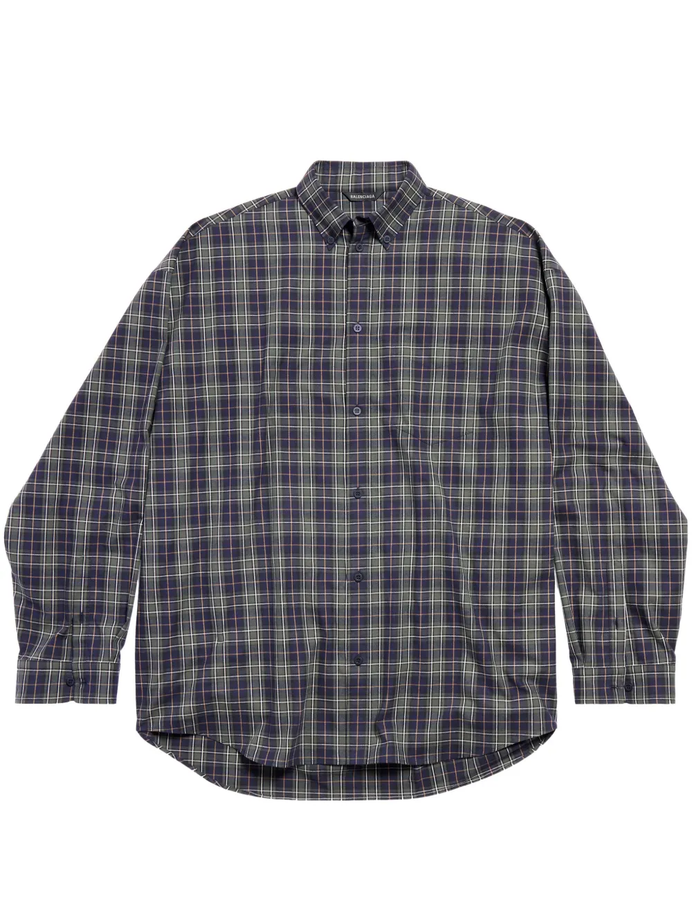 Balenciaga Logo-print Plaid Cotton Shirt In Blue