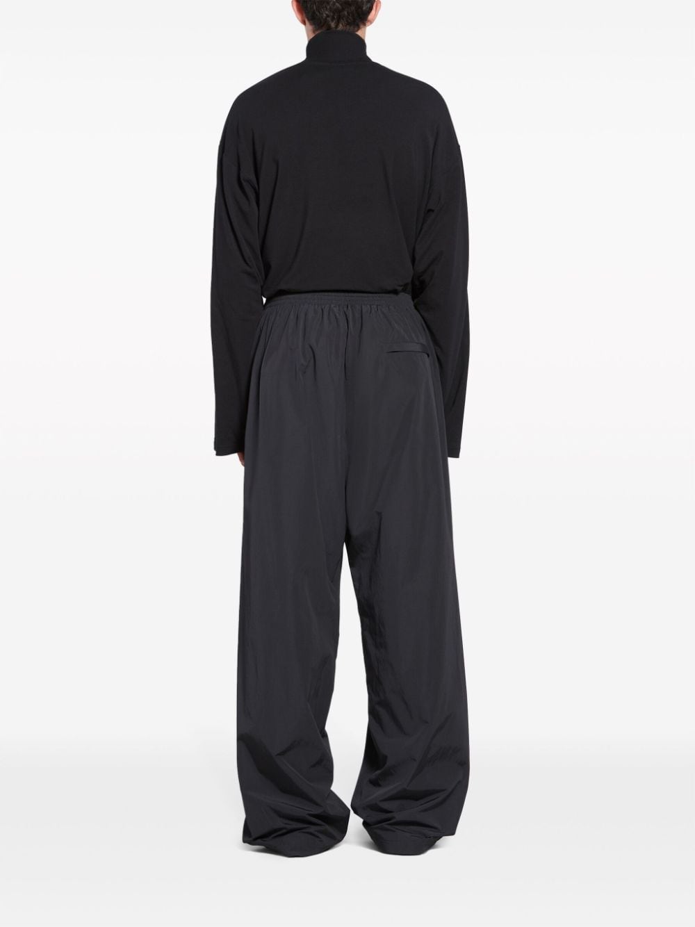 Shop Balenciaga Wide-leg Technical Poplin Track Pants In Schwarz