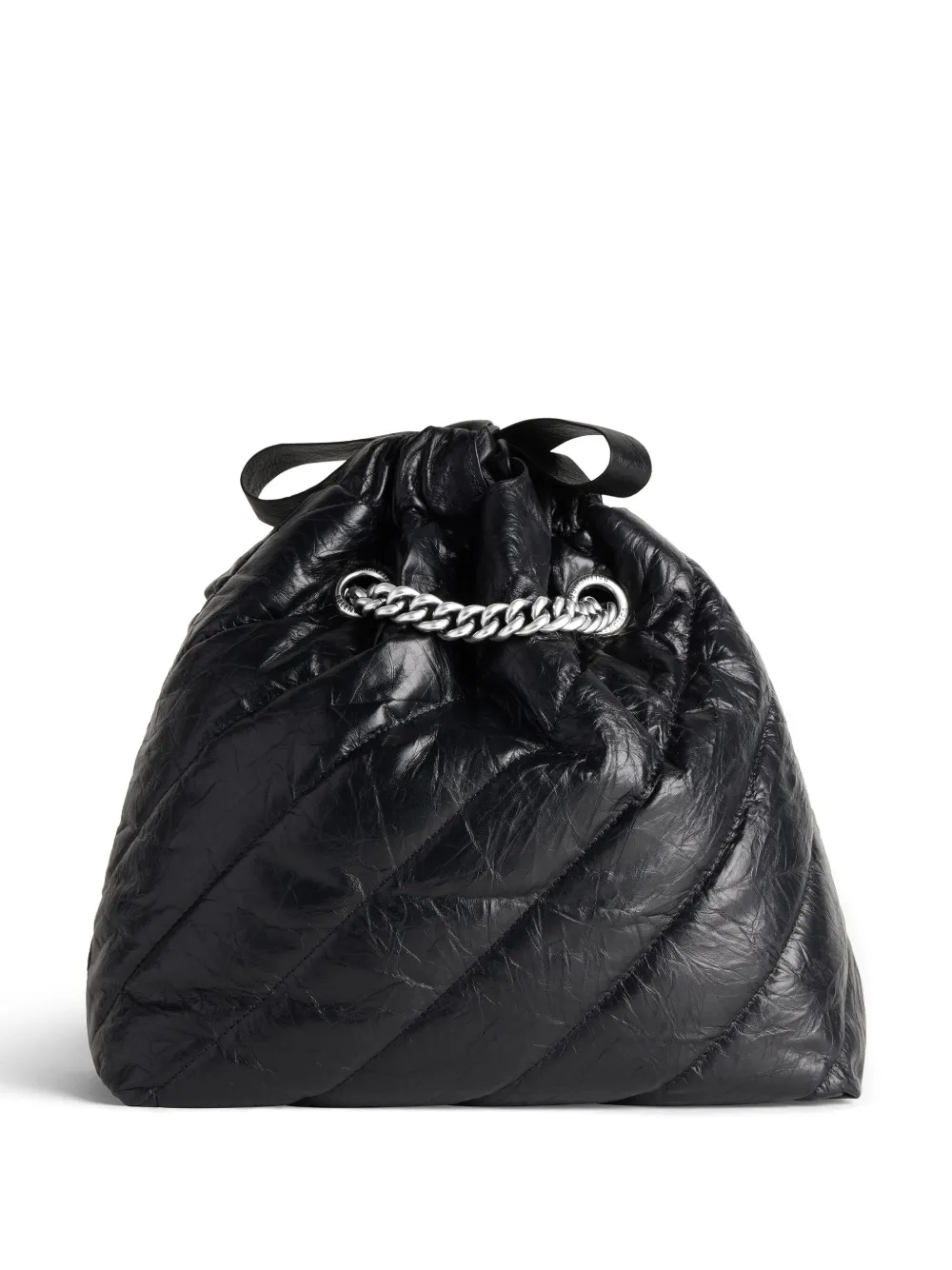 Shop Balenciaga Crush Logo-plaque Quilted Leather Tote Bag In Black