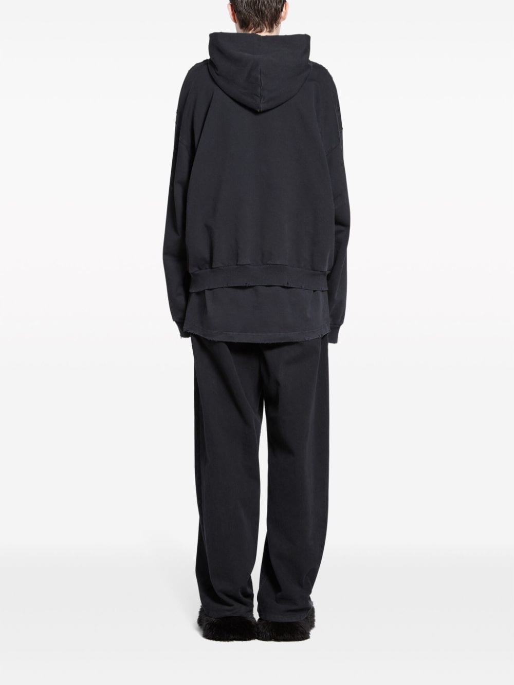 Shop Balenciaga Diy College-print Cotton Hoodie In Black