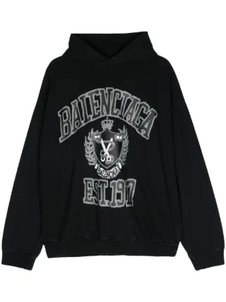 Balenciaga DIY College print Cotton Hoodie Black FARFETCH AU