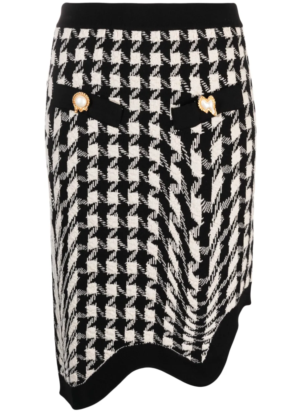 Shop Moschino Houndstooth Virgin Wool Skirt In Black