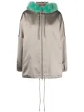 Gucci fur-trim satin parka coat - Grey