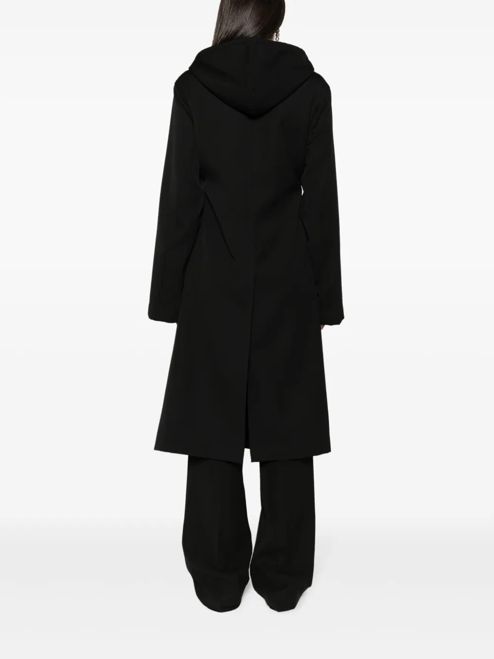 Shop Jil Sander Hooded Wool Coat In Black