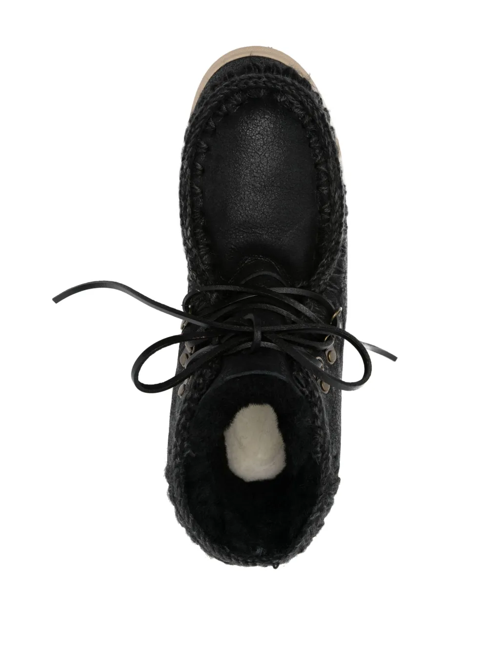 Mou Lace-up Shearling Sneakers In Black