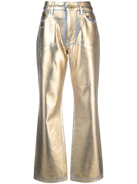 Rabanne metallic coated high-rise straight-leg jeans