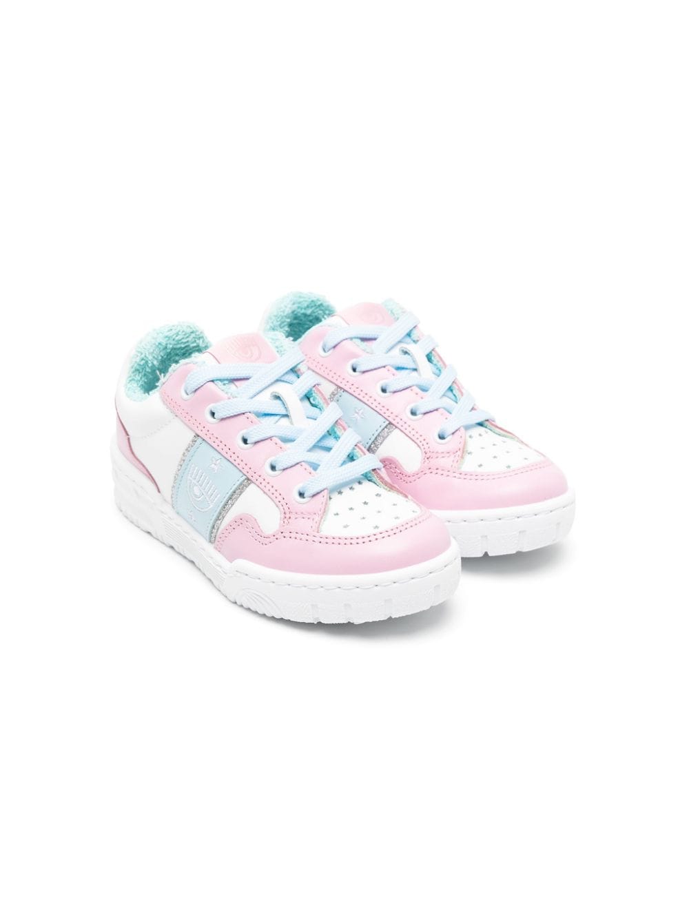 Chiara Ferragni Kids' Eyelike-embroidered Leather Sneakers In Pink