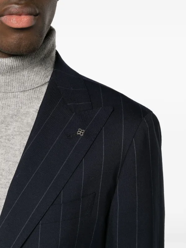 Tagliatore Pinstriped single-breasted Suit | Blue | FARFETCH
