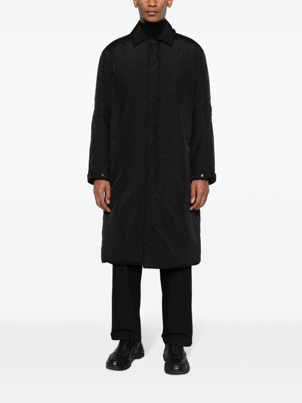 Shop Roa Single-breasted Long-length Coat In Black