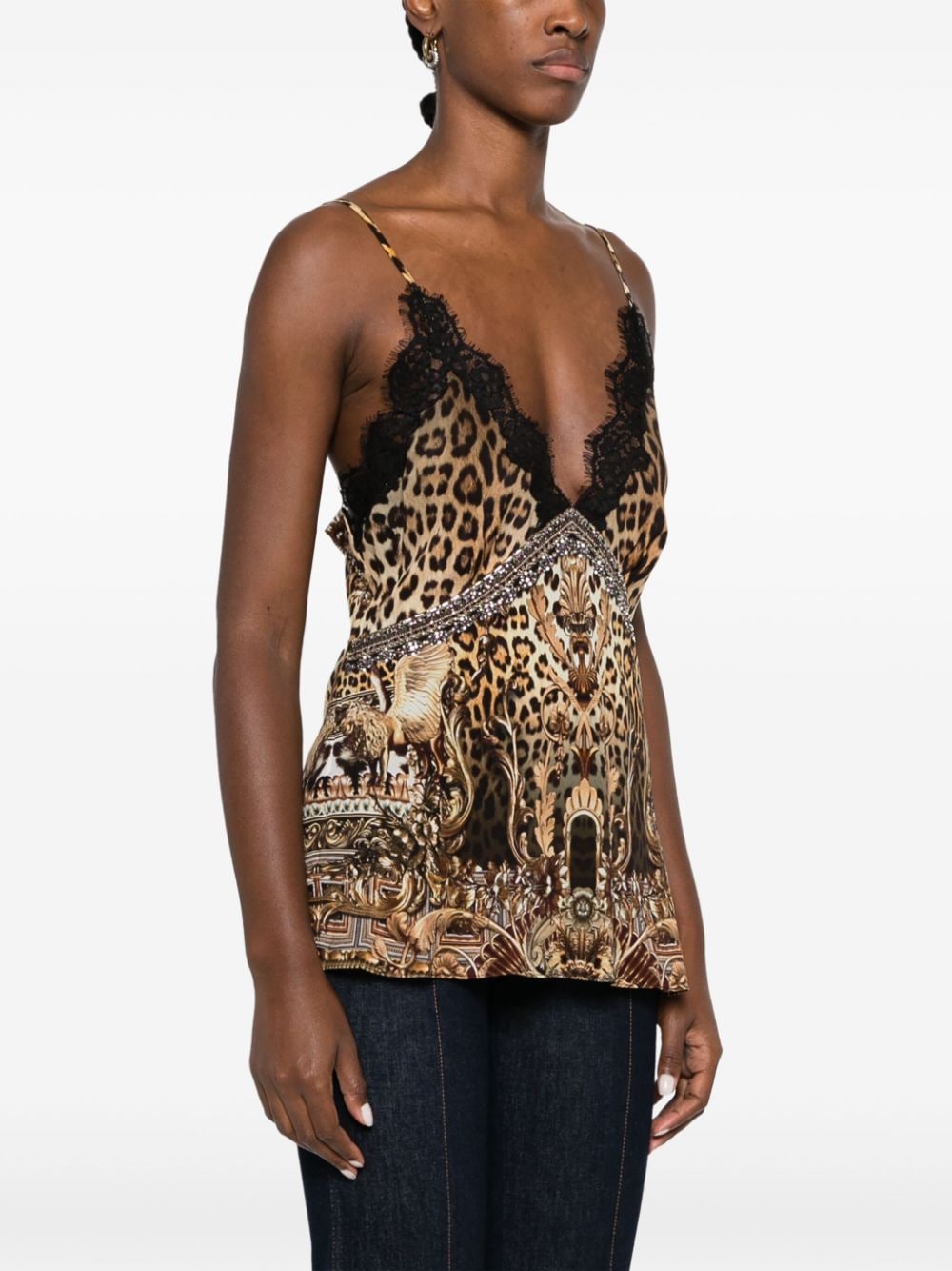 Shop Camilla Leopard-print Slip Top In Neutrals