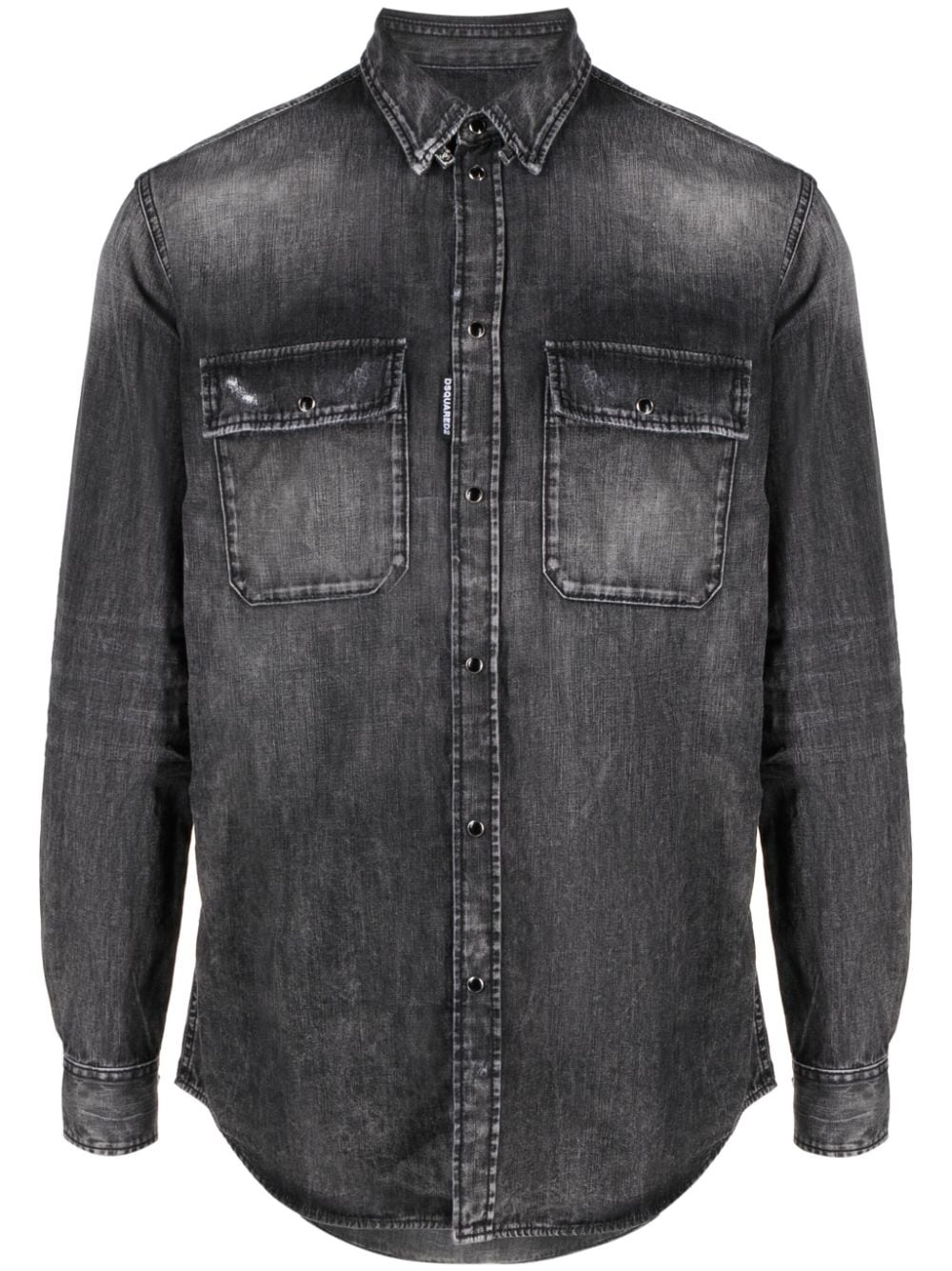Dsquared2 Distressed-effect Cotton Shirt In Black