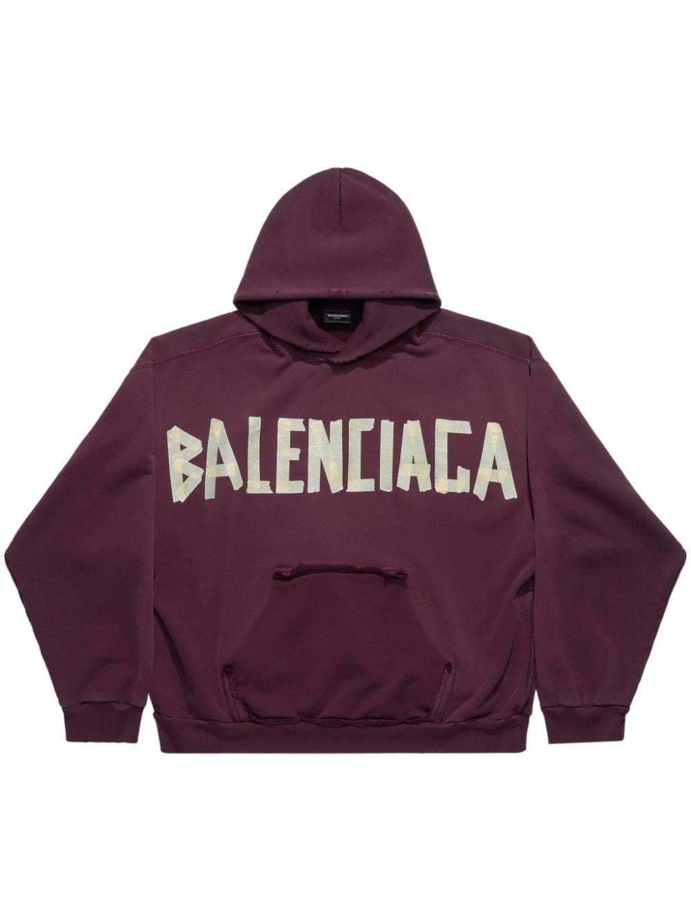 Balenciaga Tape Type Cotton Hoodie In Red