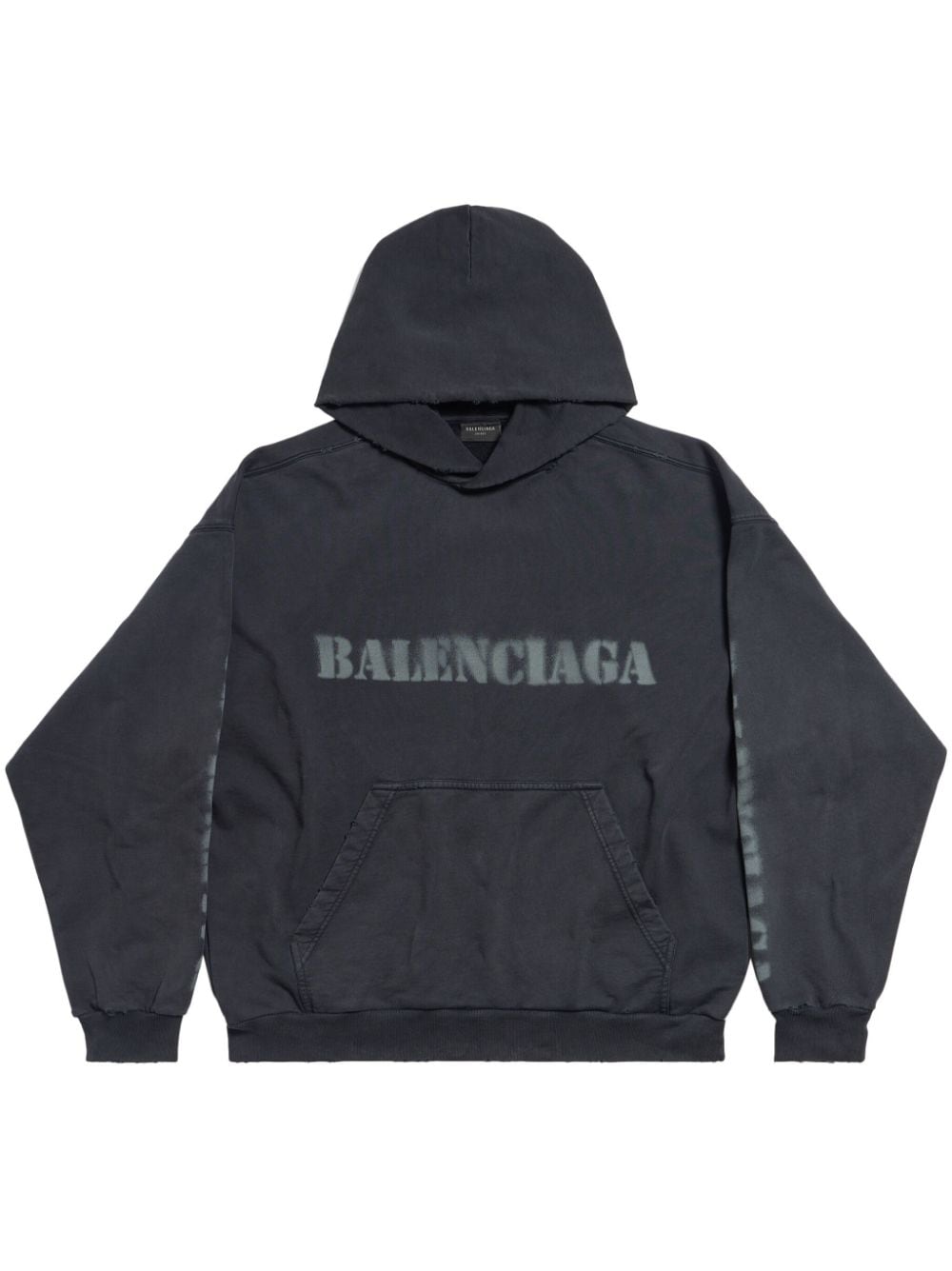 Balenciaga Logo-print Cotton Hoodie In Grey