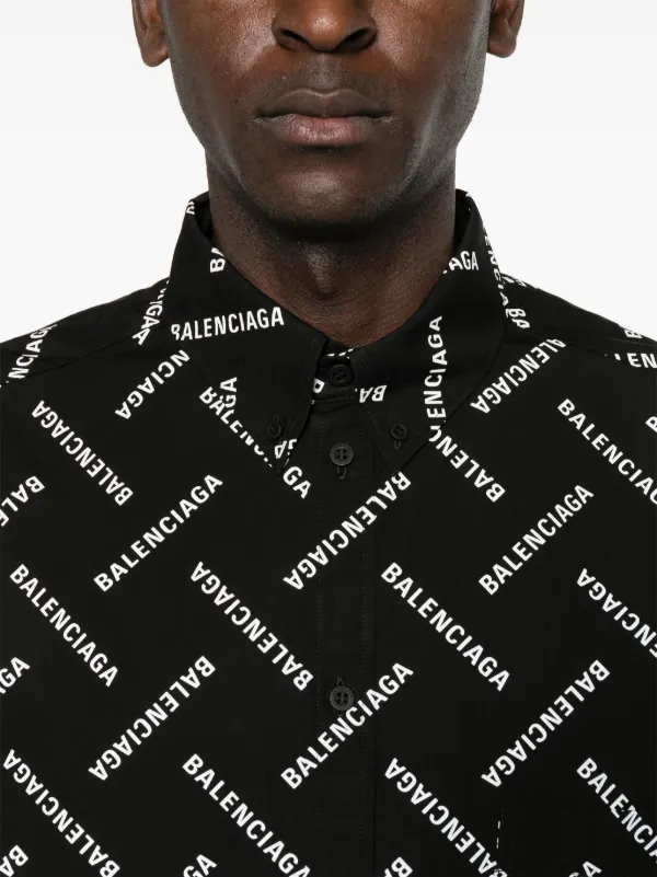 Balenciaga logo print shirt men Cotton 39 Black