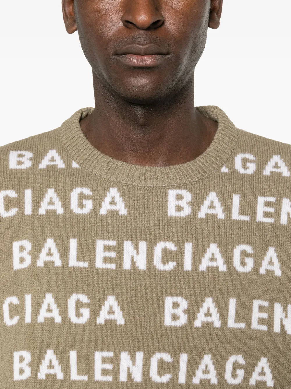 Balenciaga Logo intarsia trui Beige
