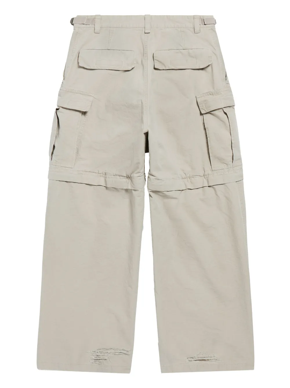 Shop Balenciaga Distressed Cotton Cargo Trousers In 9509 - New Beige